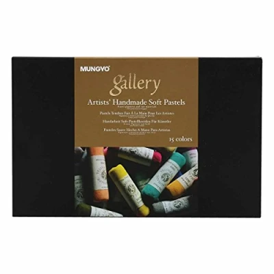 Image de Mungyo MPHM 15 Gallery Artists&#039; Handmade Soft Pastels, Set de pastels roulés à la main qualité artistique, consistance douce