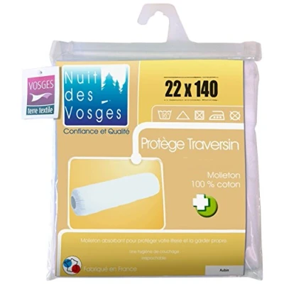 Image de Nuit des Vosges 2072822 Aubin sous Taie Ouverte Élastiquée de Traversin Absorbante Molleton/Coton Blanc 75 x 140 cm
