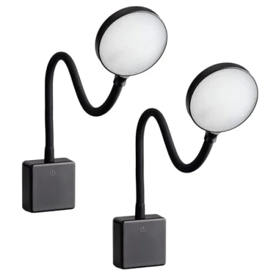 Image de SEBSON® 2x Lampe de Lecture Murale LED Blanc, Veilleuse Prise Dimmable, Liseuse Flexible, 4W Blanc Neutre 4000K, Applique Nuit