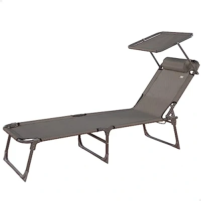 Image de AKTIVE Chaise Longue Pliable, Acier + Textilene 1 x 1, Noir