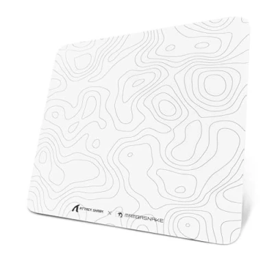 Image de ATTACK SHARK CM05 Tapis De Souris en Verre Trempé, Surface Ultra Lisse, Trempé 9H, 17.72 * 15.75 0.2inch, Contour Topographique, Résistant Aux Chocs, Faible Friction Blanc