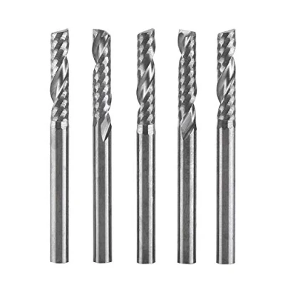 Image de 5pcs Fraise au Carbure de Tungstène 3.175mm (1/8 &quot;) Tige Seule Flûte CNC Fraises Rotatives Mis Peu