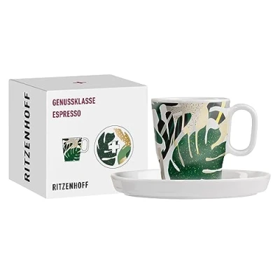 Image de Ritzenhoff 3721004 Tasse à expresso 95 ml Classe de plaisir n 4 Set avec soucoupe en porcelaine Pièce design