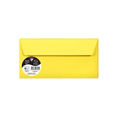 Image de Clairefontaine 26565C Sachet de 5 Enveloppes Auto Adhésives Format DL (11x22cm) 120g/m² Coloris Jaune Soleil Invitation Evènements et Correspondance Gamme Pollen Papier Premium Lisse