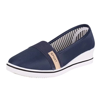 Image de Elara Ballerines Femme à Talon Compensé Chunkyrayan MEL0261 DK.Blue 42