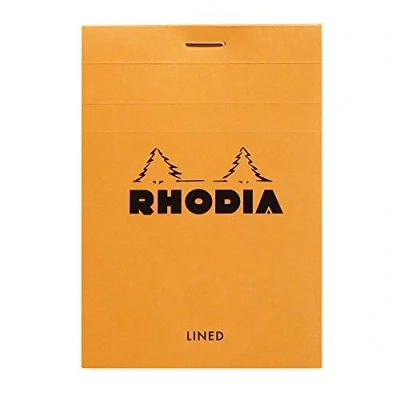 Image de RHODIA 12600C Bloc Notes Agrafé N12 8,5 x 12 cm Orange Ligné 80 Feuillets Détachables Papier Clairefontaine Blanc g/m² Couverture en Carte Enduite Souple