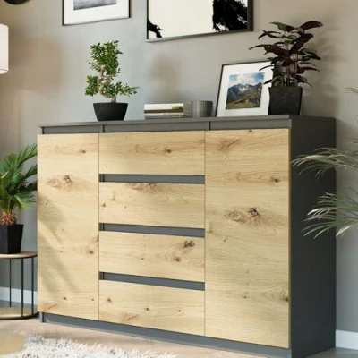 Image de Home Collective Commode Avec 2 portes et 4 tiroirs Moderne spacieux 139 x 40 98 cm (l p h) Anthracite