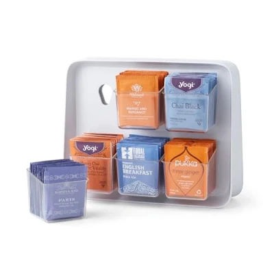 Image de YouCopia TeaStand Tea Bag Organizer with Clear Removable Bins, Cabinet or Pantry Storage Caddy, 120