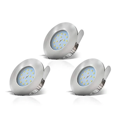 Image de B.K.Licht lot de 3 spots LED IP44 pour salle bain, encastrables ultra plats, platine 5W intégrée, plafonnier éclairage bain encastrable