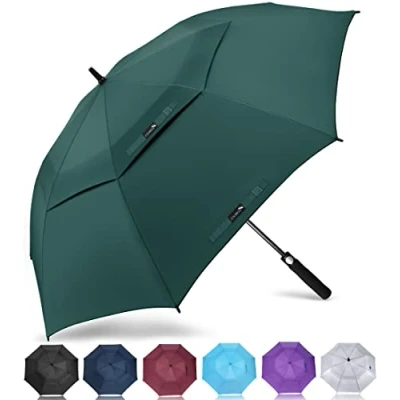 Image de ZOMAKE Grand Parapluie De Golf XL Parapluies Grande Taille 2 3 Personnes Anti Tempete Extra Large Automatique Umbrella Double Canopée Homme Femme(Vert foncé)