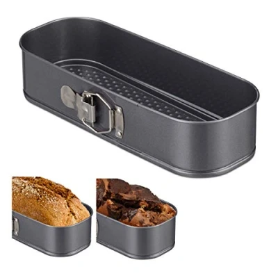 Image de Relaxdays 10027917, anthracite rectangle à charnière, moule manqué rectangulaire, démontable, antiadhésif, 31 x 12 cm