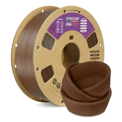 Image de OVERTURE ASA Filament 1kg(2,2 lbs) pour Imprimante 3D 1,75mm, Précision dimensionnelle +/ 0,02mm, Parfait l&#039;impression de Pièces Fonctionnelles en Extérieur (Brun)