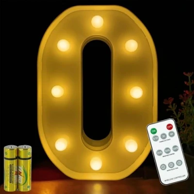 Image de HONPHIER® Lettres Lumineuses Lampe à Lettre Alphabet Lumineux LED Télécommande Lumières Decoration Opérateur Piles pour Fête Mariage Noël Maison Bar Décoration (O)