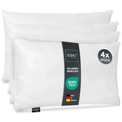 Image de LILENO HOME Lot de 4 coussins en microfibre, 50 x 70 cm, lavables jusqu&#039;à 95 C, avec fermeture éclair, comme rembourrage coussin pour lit ou décoratif, canapé