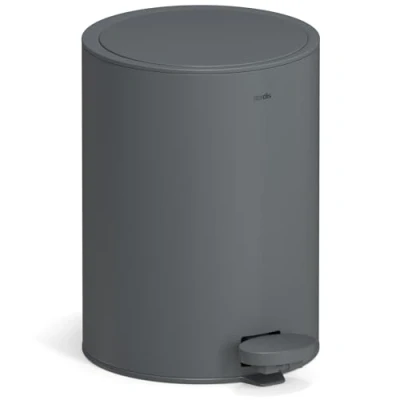 Image de stardis Poubelle à pédale en acier inoxydable mat avec couvercle rabattable et fermeture silencieuse Gris 3 l
