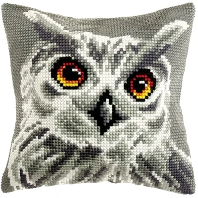Image de Orchidea Kit de Coussin à Broder au Point Croix Hibou Blanc Toile Imprimée 4.5 Compter Pour Adultes 30.9532