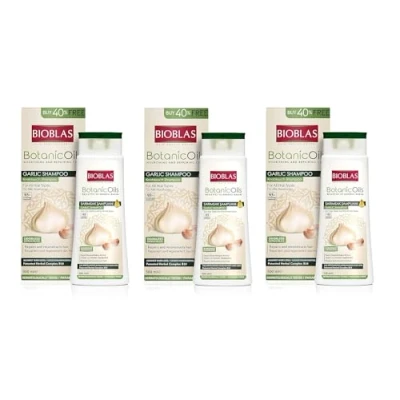Image de Lot de 3 shampooings à l&#039;ail Bioblas 500 ml, sans odeur, anti perte cheveux pour femmes et hommes
