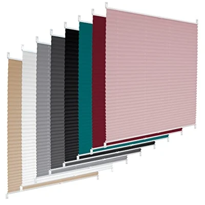 Image de ECD Germany Store Plissé Klemmfix 100 x 200 cm, Rose, sans Perçage, Montage sur Le Cadre de Fenêtres/Portes, Translucide Opaque, Protection Contre Soleil, EasyFix, Matériel Fixation Inclus