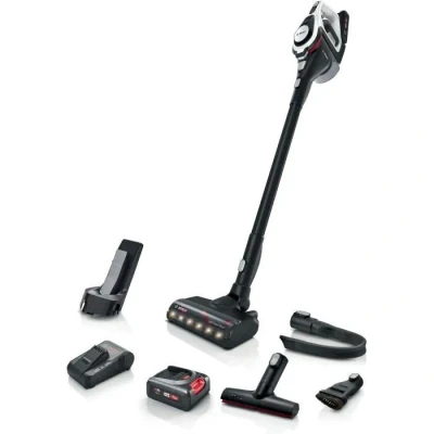 Image de Bosch Electroménager Unlimited 8, BBS8214, aspirateur Balai Rechargeable sans Fil, autonomie de 65 Min, 1 Batterie Interchangeable Power for All 18V, Chargeur Rapide, Blanc