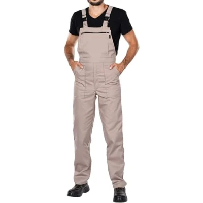Image de MAZALAT work wear Salopette Longue avec Poches Multifonctions Vêtements Professionnels pour Artisans, Maçons, Couvreurs, Menuisiers, Électriciens et Bien d&#039;autres Made in EU, Beige, S