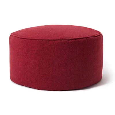 Image de Lumaland Comfort Line Pouf Tabouret intérieur 25 x 45 cm pour Enfants et Adultes Coussin Chaise Rond de Sol avec Coutures Fortes Nettoyage Facile [Rouge]