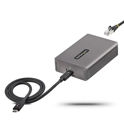 Image de StarTech.com Adaptateur Thunderbolt 3 vers Ethernet, 10GbE Multi Gigabit, Réseau RJ45 Ethernet PC Portable avec Câble TB3, Win/Mac (TB310G2)