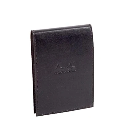 Image de RHODIA 218139C Étui Porte Bloc+ Bloc Notes Agrafé N13 Noir A6 11,5 x 15,8 cm Ligné 80 Feuilles Détachables Papier Clairefontaine Blanc g/m² Crayon Simili Cuir