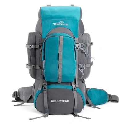 Image de Tripole Sac À Dos Walker 65 Litres Cadre Intérieur Avec Tige Métallique Housse De Pluie Ouverture Inférieure Section Ordinateur Portable (Vert D&#039;Eau)