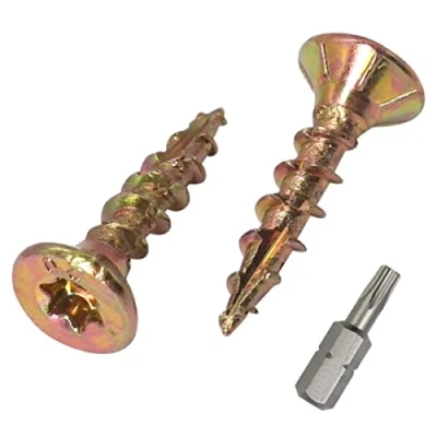 Image de SKIR&#039;CO Lot de 600 Vis à bois universelles en acier zingué Tête fraisée Torx Type 17 panneaux d&#039;aggloméré 4,0 x 20 mm Jaune