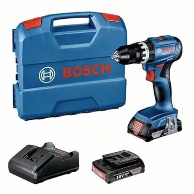 Image de Bosch Professional 18V System perceuse visseuse à percussion sans fil GSB 45 (vitesse de rotation 1 900 tr/min, 2 batteries 2,0 Ah, GAL 20, L Case)