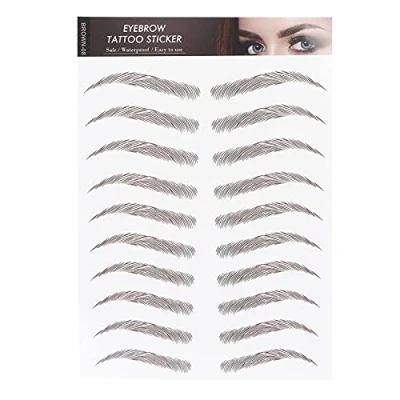 Image de Transferts de Sourcils, Autocollant Tatouage Sourcils Transfert pour Femmes, Autocollants Imperméables Longue Durée Faux Tatouages(MARRON 08)