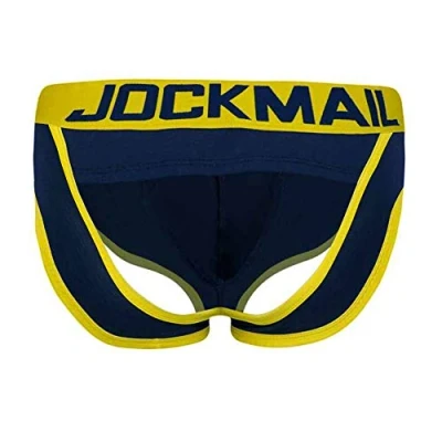 Image de JOCKMAIL Jock Strap Culotte push up, pour homme, bleu, Bleu/jaune, L