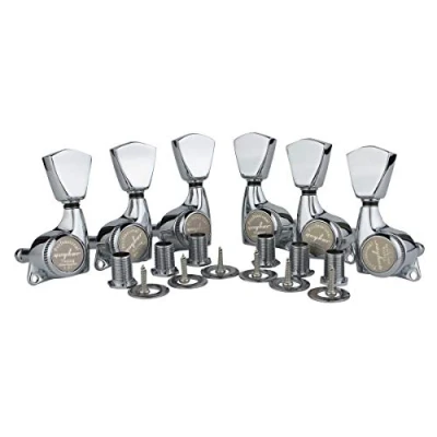 Image de Guyker 6Pcs Guitar Locking Tuners (3L + 3R Handed) 1:21 Lock String Sealed Tuning Key Pegs Machine Heads with Keystone Knob Replacement for LP, SG, TL Style Electric or Acoustic Guitars Chrome