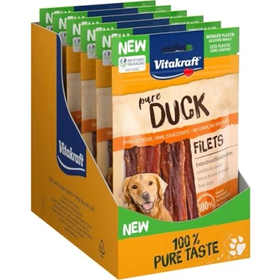 Image de Vitakraft Pure Duck Filets de canard Friandise pour chien Recette sans céréales ni sucre ajouté (8 x 80g)