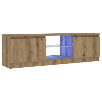 Image de vidaXL meuble TV avec lumières LED chêne artisanal bois d&#039;ingénierie, support TV, multimédia, console 856348