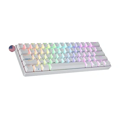 Image de Ranked S60 Supernova Clavier Mécanique de Jeu 60% Hot Swap Gaming Keyboard 61 Touches Programmables RGB LED Mac, PC Windows QWERTY ANSI US (Blanc, Gateron Optical Blue)