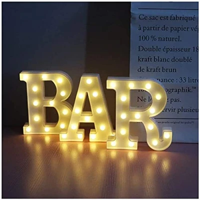 Image de SUQ Lettres Lumineuses à LED Lampe, Alphabet Lumineux Lettre Decoration, Panneau de Bar Lumineux, Alimentées Par Piles, pour Décoration Bar, Pub, Maison, Fête Mariage, Murale