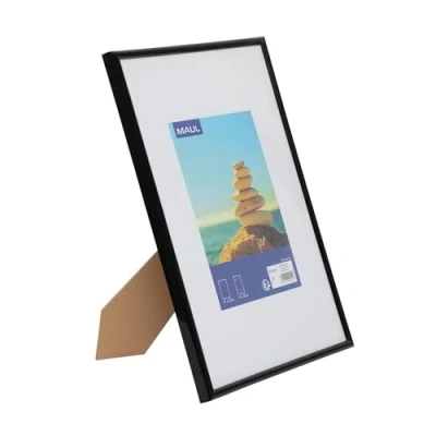 Image de MAUL Cadre photo MAULart 21 x 30 cm en plastique pour format portrait ou paysage Avec passe partout interchangeable à poser Idéal photos et collages Noir