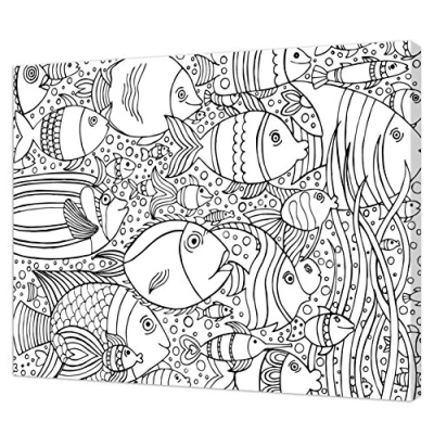 Image de Pintcolor 7171.0 châssis avec Toile imprimée à colorier, Bois de Sapin/Coton, Blanc/Noir, 50 x 40 3.5 cm
