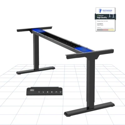 Image de FLEXISPOT Bureau Assis Debout à 2 Moteurs, Cadre de Réglable en Hauteur Acier avec Panneau Smart Fonctions Mémoires et Système Anti Collision, Charge 100kg（Noir Mat