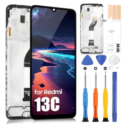 Image de Écran LCD pour Xiaomi Redmi 13C Display 23100RN82L Tactile Digitazer Assemblée avec Réparation Kit (6.74&quot;, Noir Cadre)