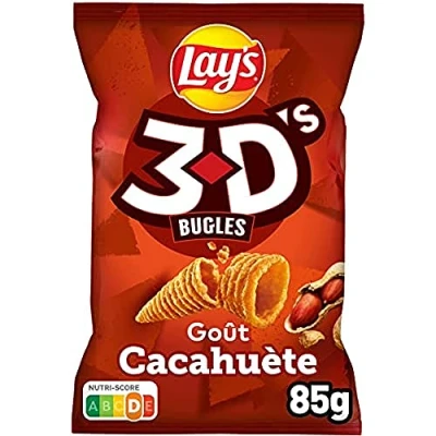 Image de Bénénuts Lay&#039;s 3D&#039;S Bugles, Goût Cacahuète, 85 g (L&#039;emballage peut varier)