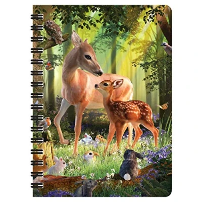 Image de 3D LiveLife Bloc note Cerfs à l&#039;Aube de Deluxebase. Carnet spirale A6 Art Lenticulaire Forêt pages vierges en papier recyclé. Illustrations sous licence l&#039;artiste renommé David Penfound