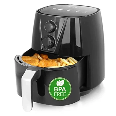 Image de Emerio AF 126667 SmartFryer, AirFryer, friteuse à air chaud, chaud sans huile supplémentaire, XL, volume de 3,8 l, Cool Touch, BPA, chauffage rapide, 1450 W, noir