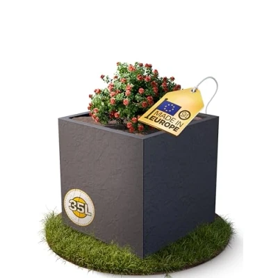 Image de Ondis24 Vulkan 40 Pot de fleurs avec réservoir d&#039;eau résistant à l&#039;hiver (anthracite)