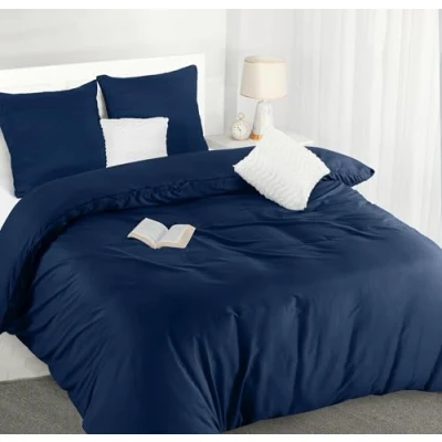 Image de Utopia Bedding Housse de Couette 220x240 cm avec 2 Taies d&#039;oreiller 65x65 (Marine) Parure lit 220 x 240 Ensembles Housses en Microfibre brossée Douce