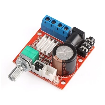 Image de DollaTek Mini amplificateur numérique Module PAM8610 Puce 2 x 10 W condensateur Audio canaux Classe D Amp DIY DC 12V
