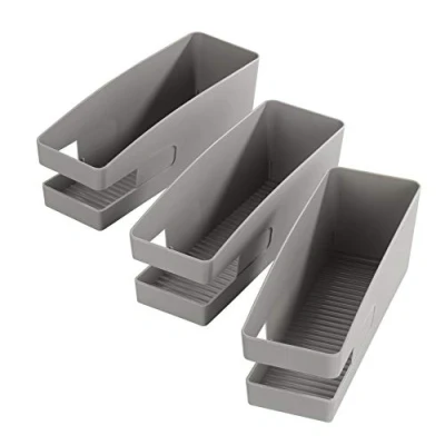 Image de WENKO Organisateur de chaussures, Rangement Ballerines gain place, Lot 3, support plastique robuste, 9x9,5x26,5 cm, gris