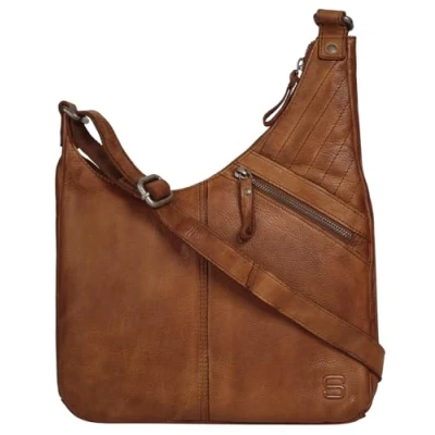 Image de Spikes &amp; Sparrow sac à bandoulière Femme cuir véritable vintage, main spacieux avec compartiment pour smartphone 022114