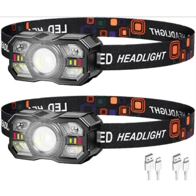 Image de ALFFREUDE lampe Frontale LED, LED Ultra Puissante, Running, 2000 Lumens Super Lumineux Torche Rechargeable USB 5 Modes d&#039;Éclairage IPX6 Étanche